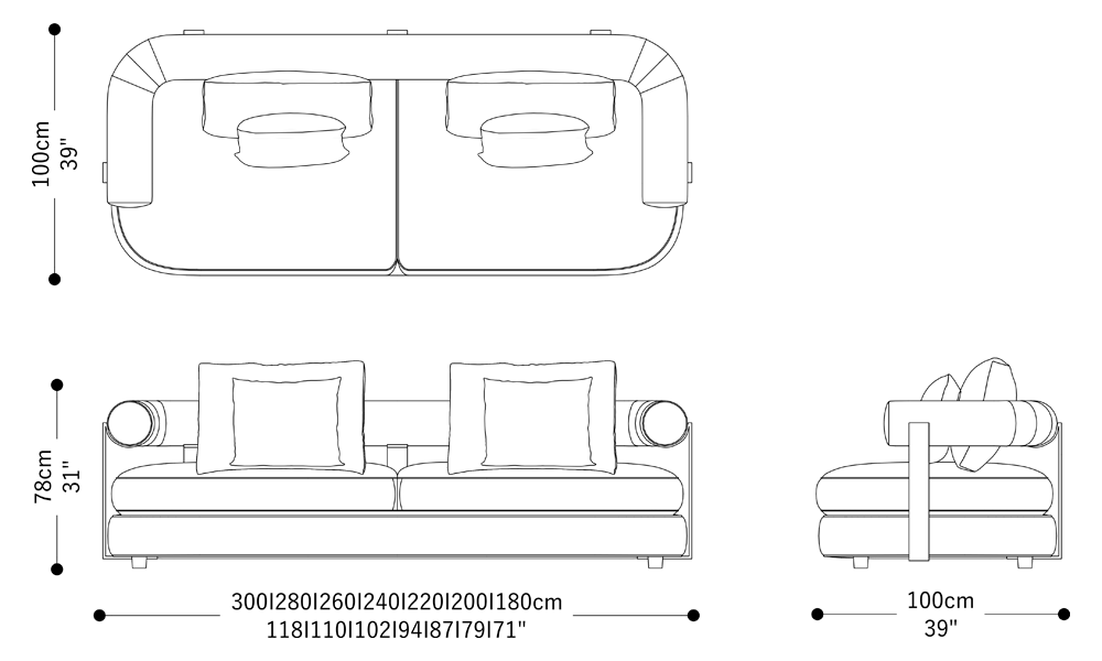 Image of the main dimensions of the product
